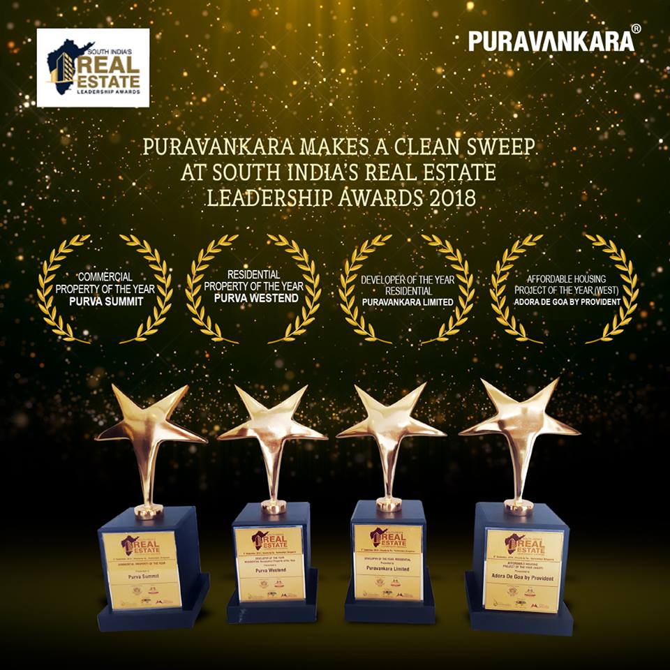 Puravankara conferred with 4 fabulous awards at South India's Real Estate Leadership Awards 2018